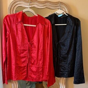 Free People Silk Blouses. NWOT. NEVER WORN $50 for Both Red/Black